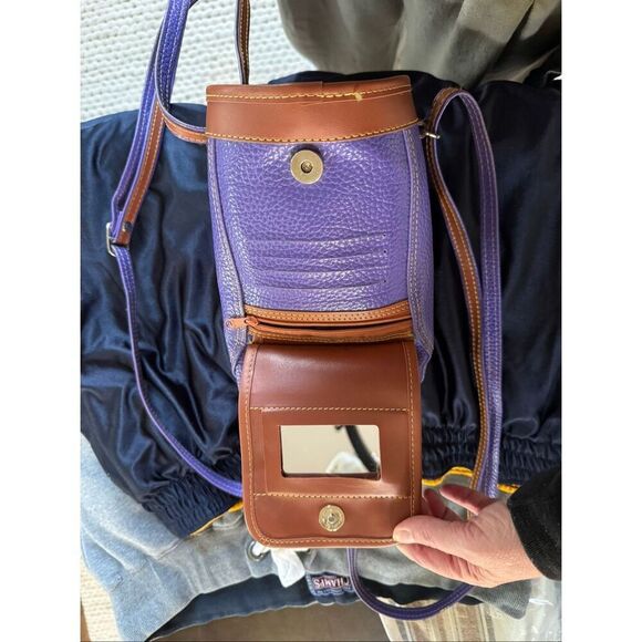Vintage 80s Carina Intl Inc Waterproof Leather Purple Tan Golf Bag Backpack Nove main image 6